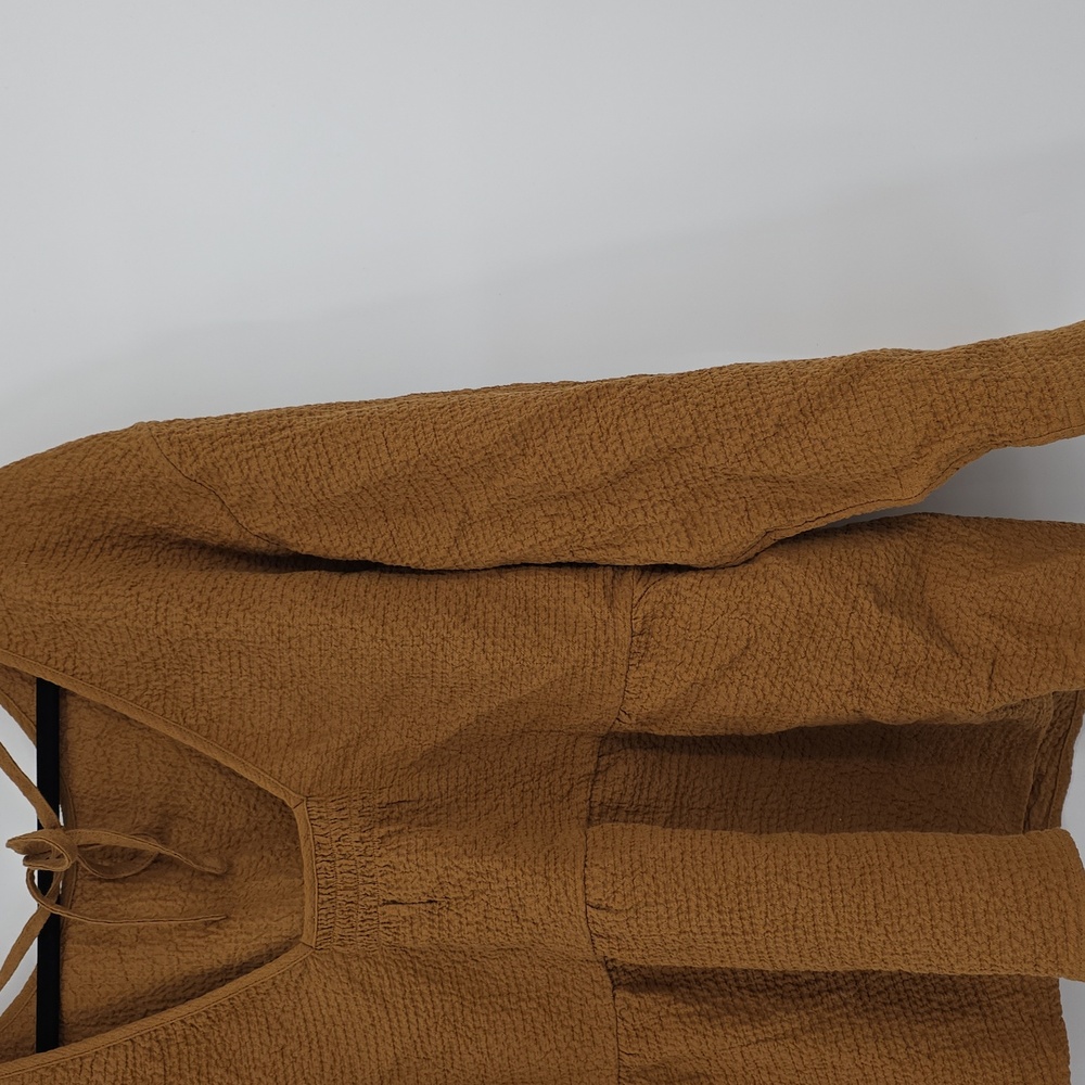 Madewell Brown Boxy Peplum Blouse Long Sleeeves Size L - Picture 6 of 9